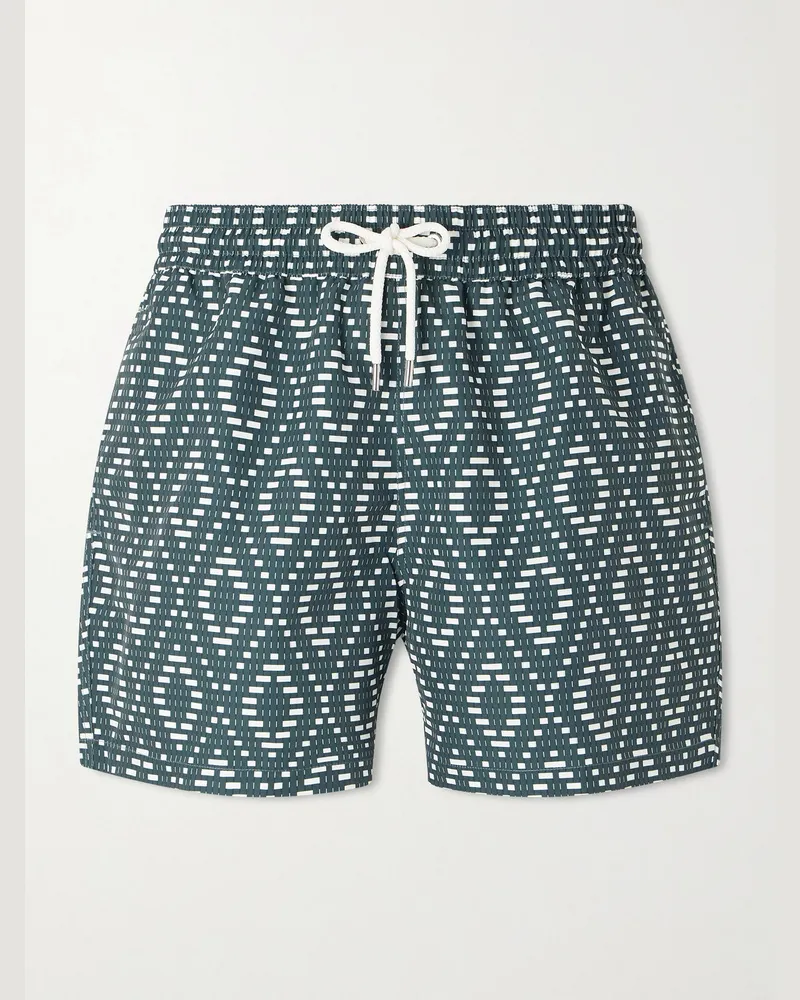 Frescobol Carioca Rio Straight-Leg Mid-Length Printed Recycled Swim Shorts Green