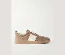 Upvillage Leather-Trimmed Suede Sneakers