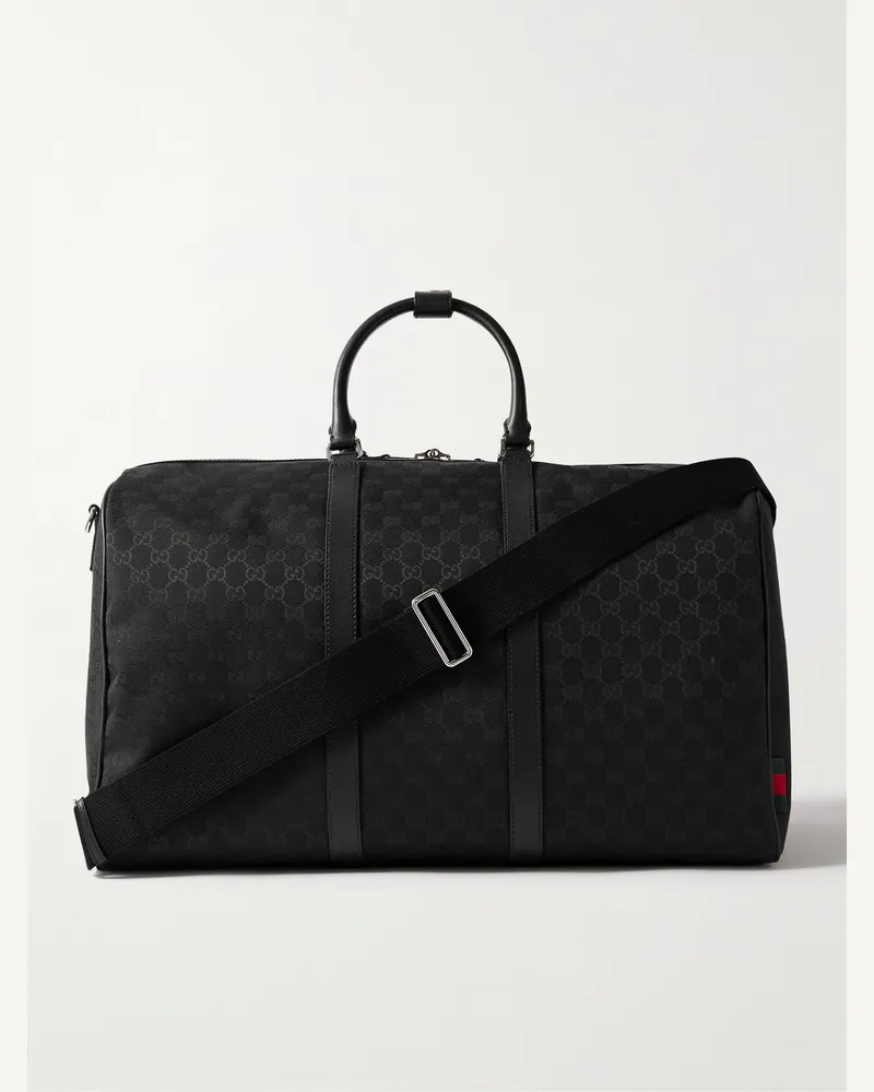 Gucci Neo Bowling-Tasche aus Canvas mit Logomuster und Lederbesatz Schwarz