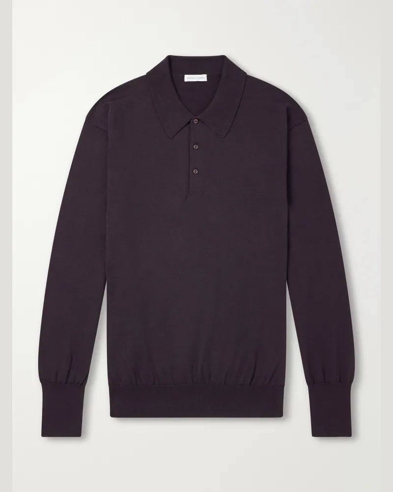 Kaptain Sunshine Wool and Cotton-Blend Polo Shirt Brown