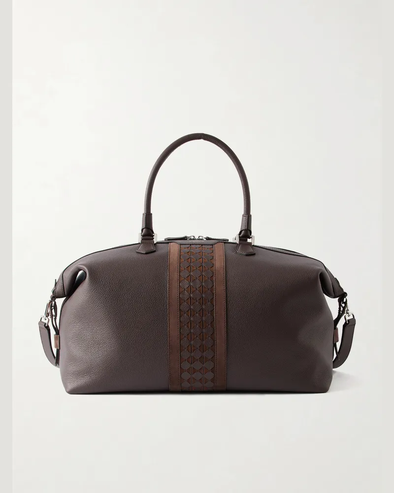 Serapian Mosaico-detailed Leather Weekend Bag Brown
