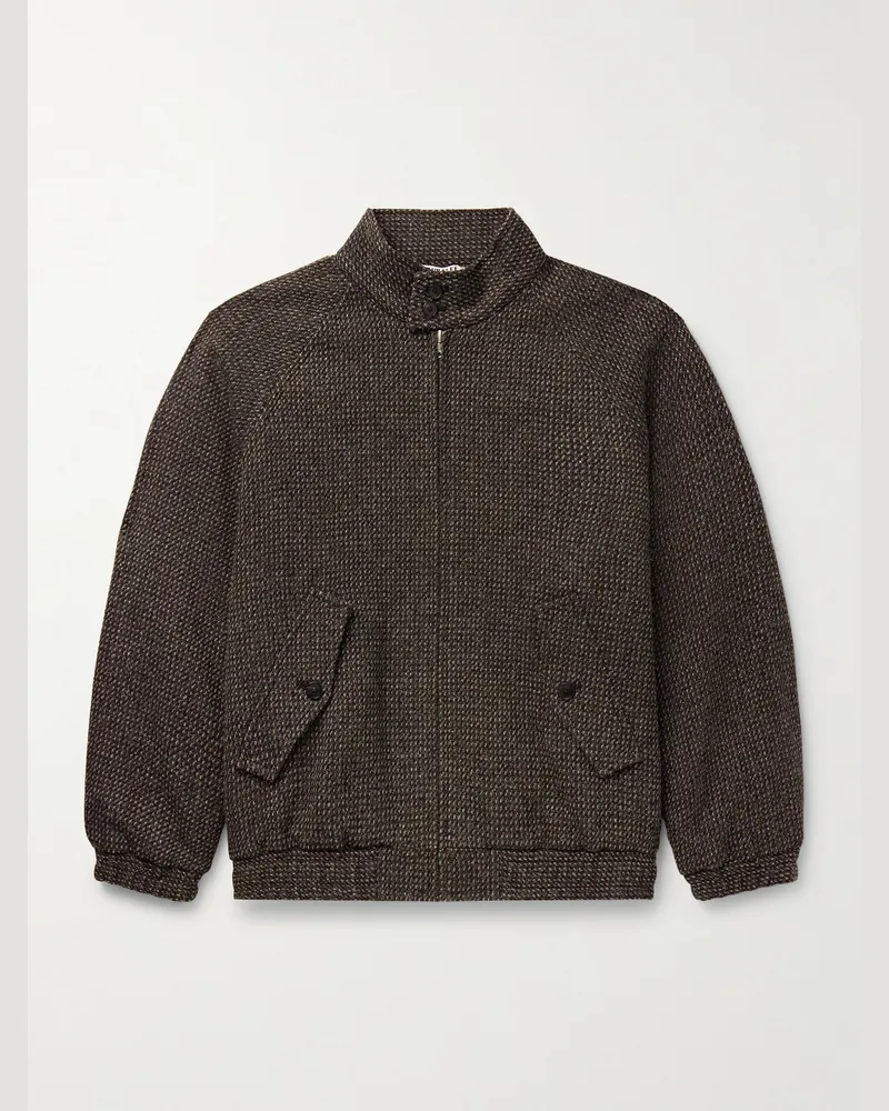 AURALEE Bomberjacke aus Tweed aus einer Mischung aus Wolle, Alpakawolle und Seide Braun