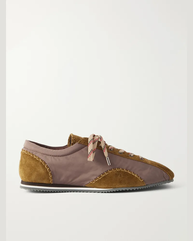 Wales Bonner Paris Trainer Shell Suede-Trimmed Sneakers Brown