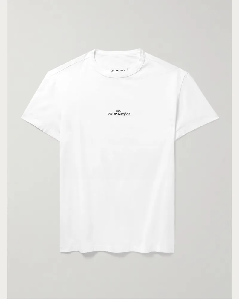 Maison Margiela T-Shirt aus Baumwoll-Jersey mit Logostickerei Weiß