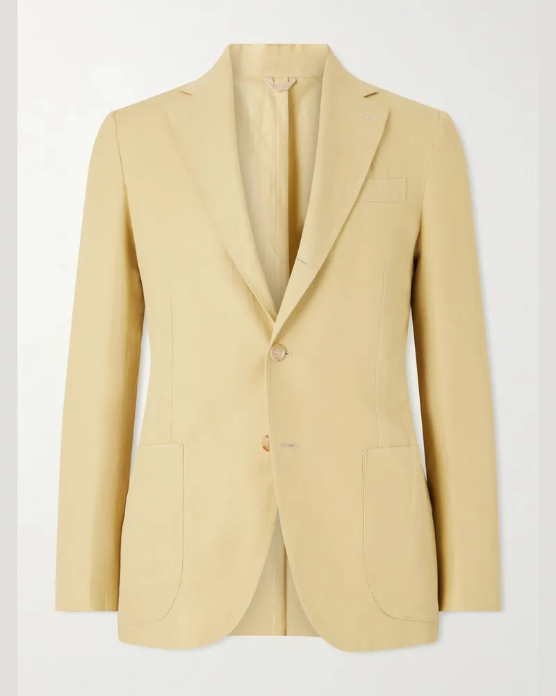 De Petrillo Linen and Cotton-Blend Blazer Yellow