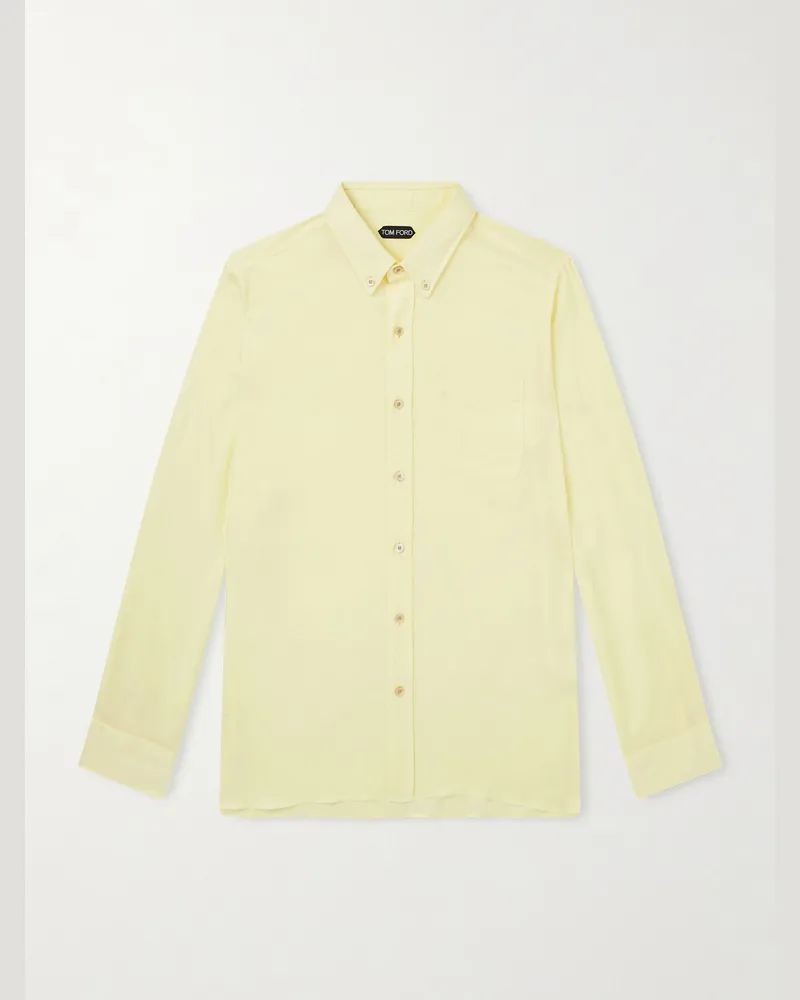 Tom Ford Hemd aus Lyocell-Gabardine Gelb
