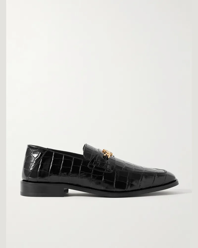 Amiri Loafers aus Leder mit Krokodileffekt und Logoverzierung Schwarz