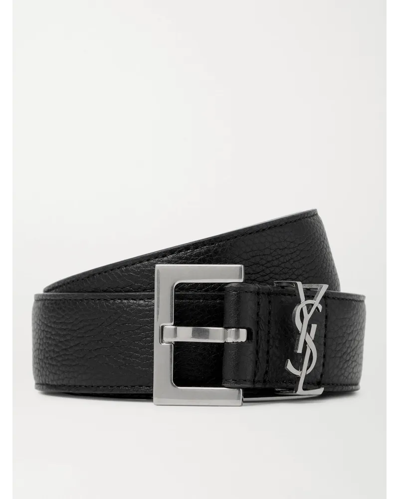 Saint Laurent Gürtel aus vollnarbigem Leder, 3 cm Schwarz