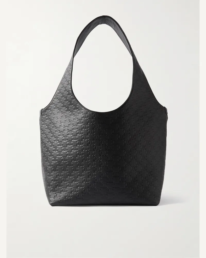 Celine Tote aus vollnarbigem Leder mit Logoprägung Schwarz