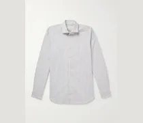 Glanshirt schmal geschnittenes Hemd aus gestreiftem Baumwoll-Oxford mit Haifischkragen