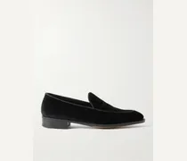 Bill Grosgrain and Leather-Trimmed Velvet Loafers