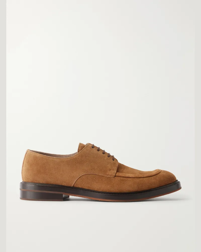 Manolo Blahnik Newbury Suede Derby Shoes Neutrals