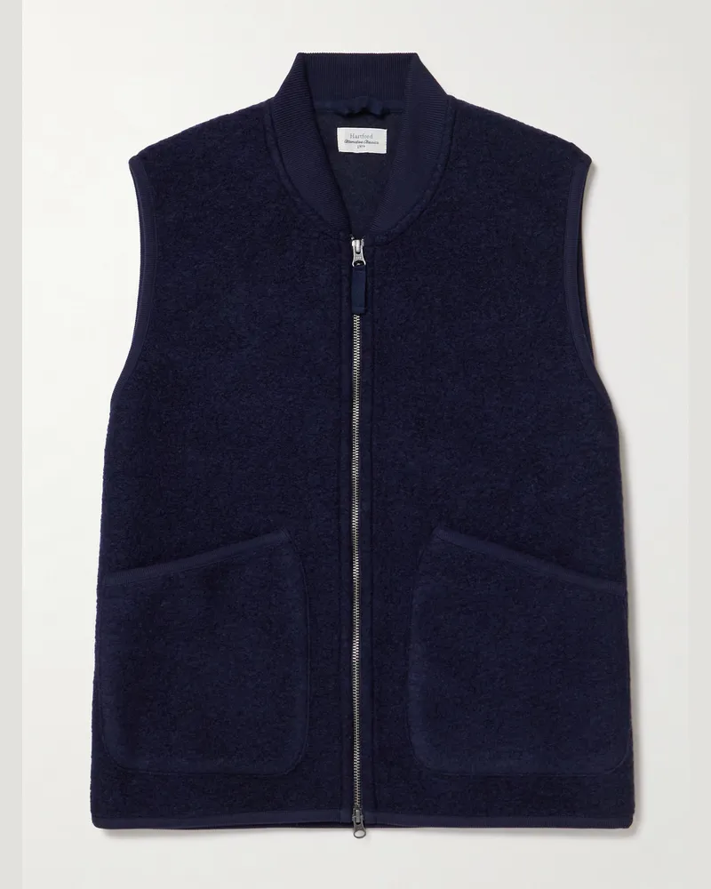 Hartford Boiled Wool-Blend Gilet Blue