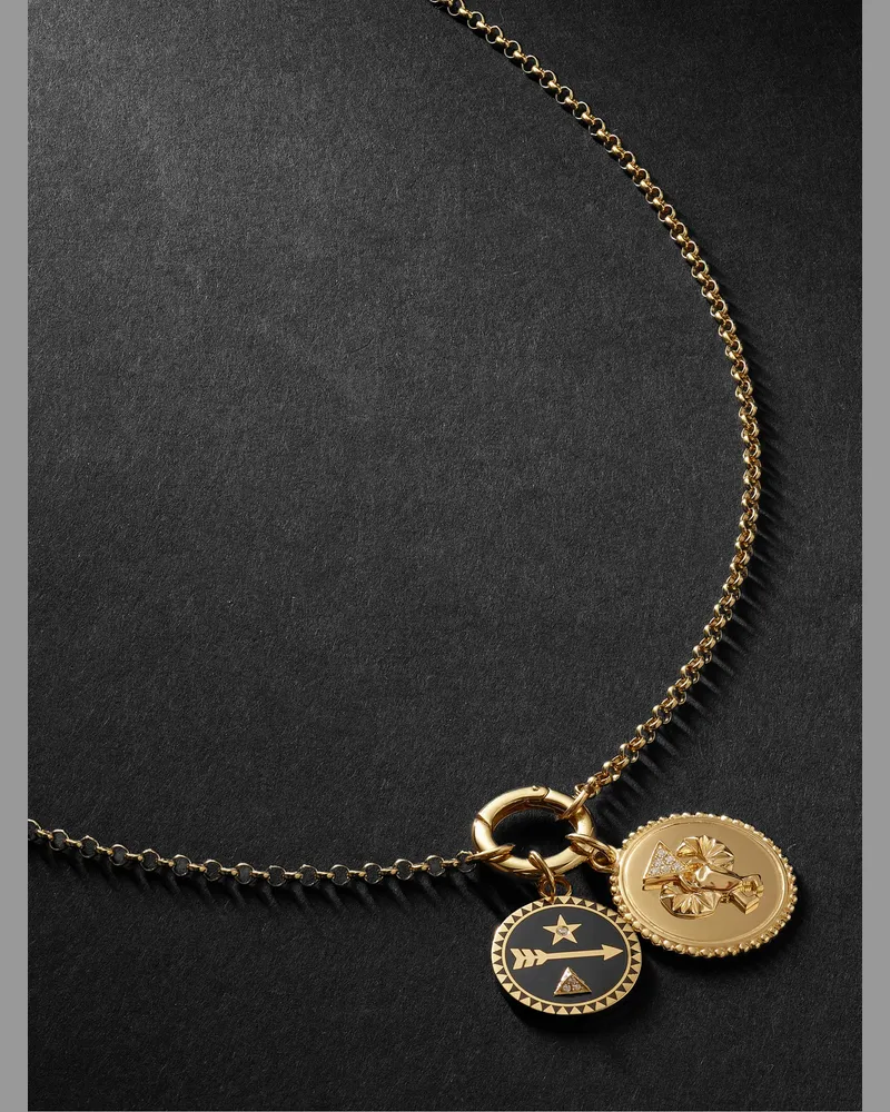 FOUNDRAE Kette aus 18 Karat Gold mit Diamanten und Emaille Gold