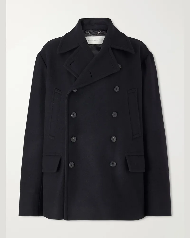 Dries van Noten Double-Breasted Wool-Blend Coat Black