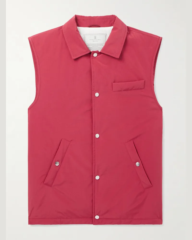 Brunello Cucinelli Weste aus wattiertem Shell Rot