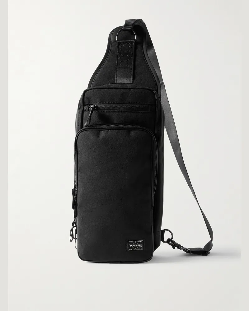 PORTER-YOSHIDA & CO Hybrid Sling Logo-Appliquéd Canvas Backpack Black