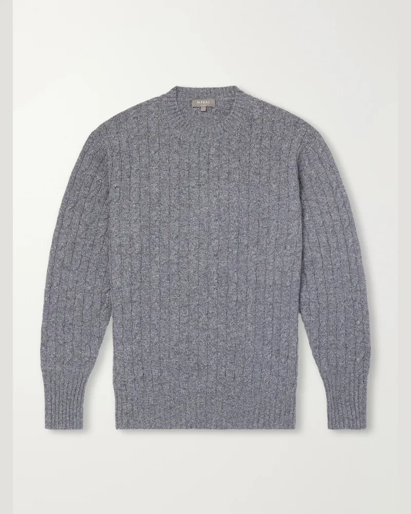 N.Peal Thames Cable-Knit Cashmere Sweater Gray