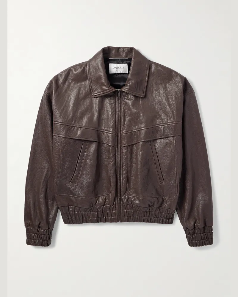 Saint Laurent Lederjacke Braun