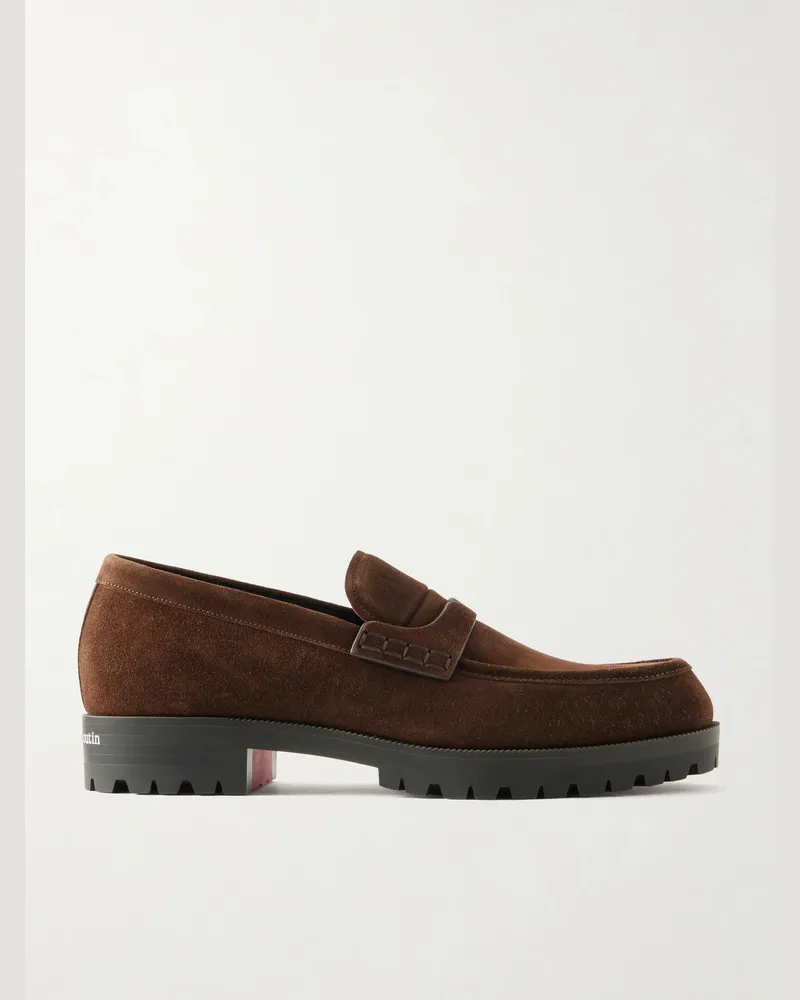 Christian Louboutin Cavavin Suede Loafers Brown