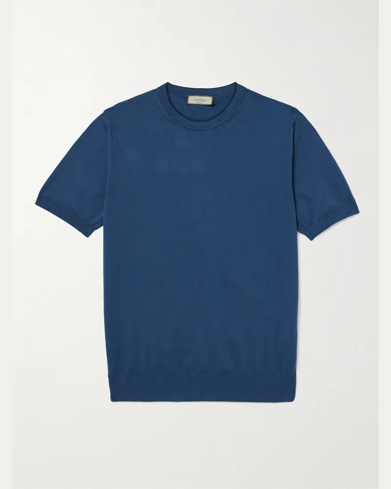 Canali T-Shirt aus Baumwolle Blau