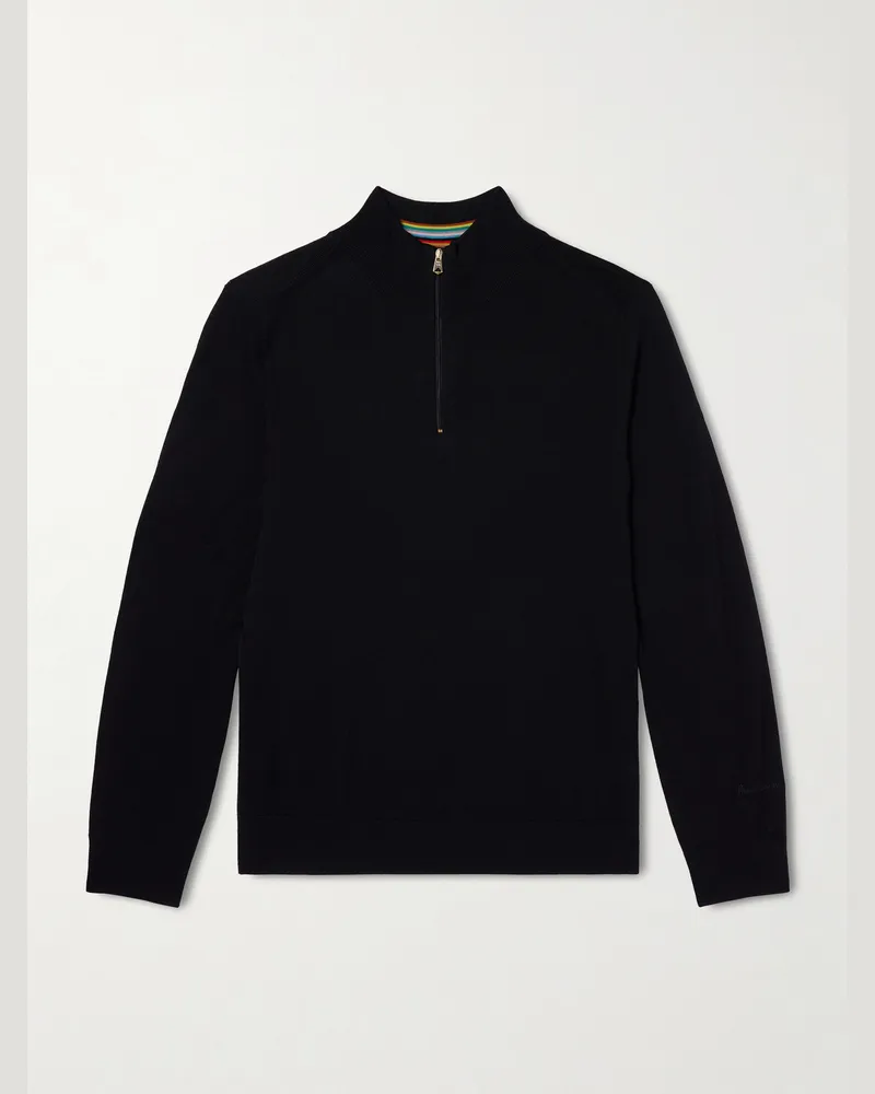 Paul Smith Merino Wool Half-Zip Sweater Black