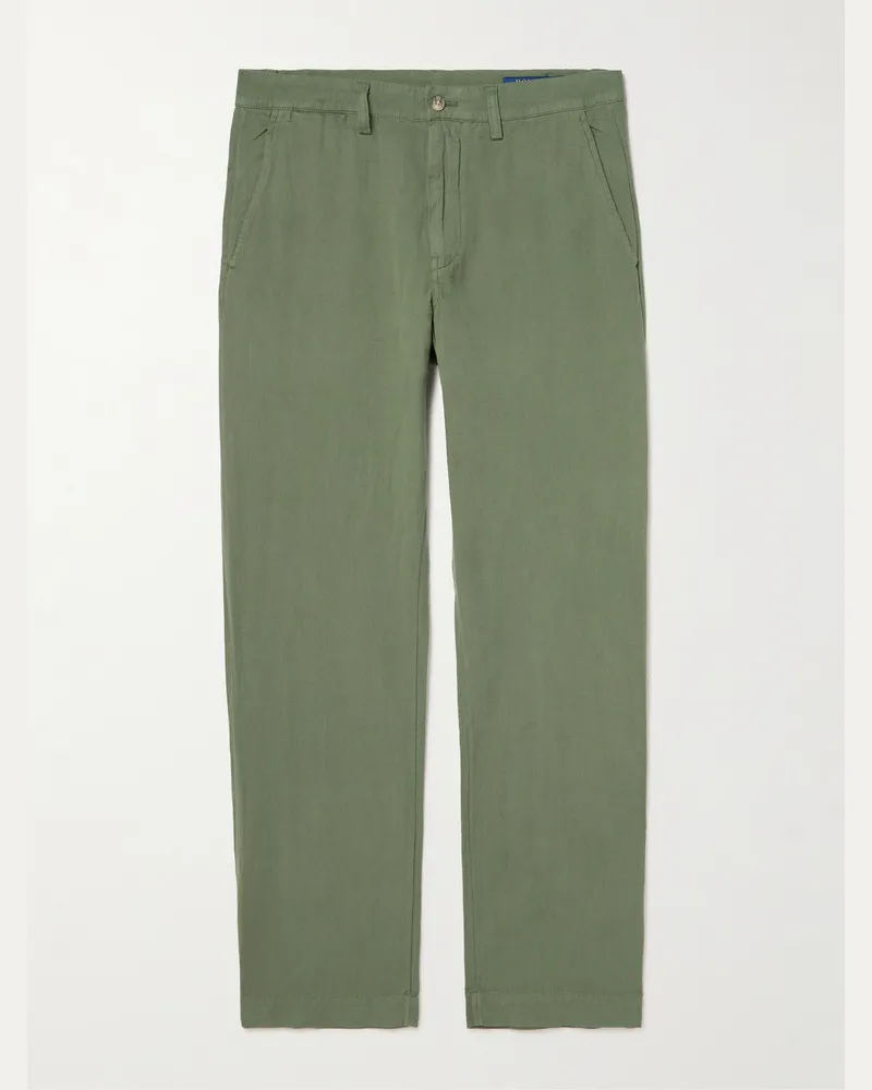 Ralph Lauren Straight-Leg Linen and Cotton-Blend Trousers Green