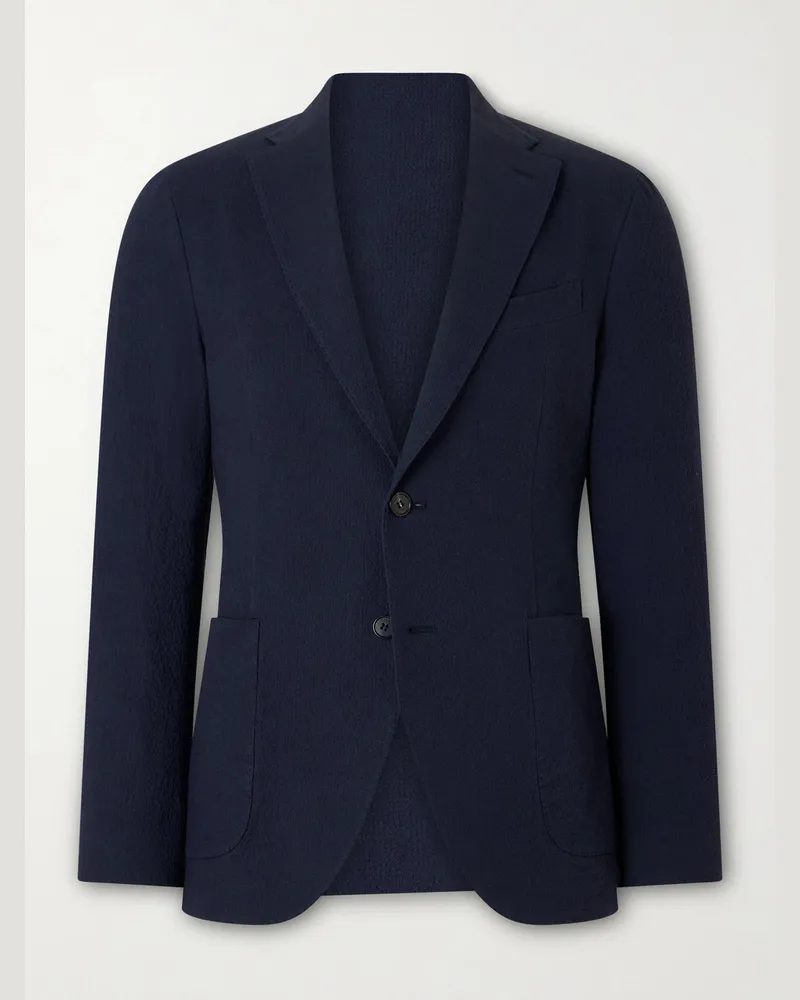 Slowear Seersucker Suit Jacket Blue