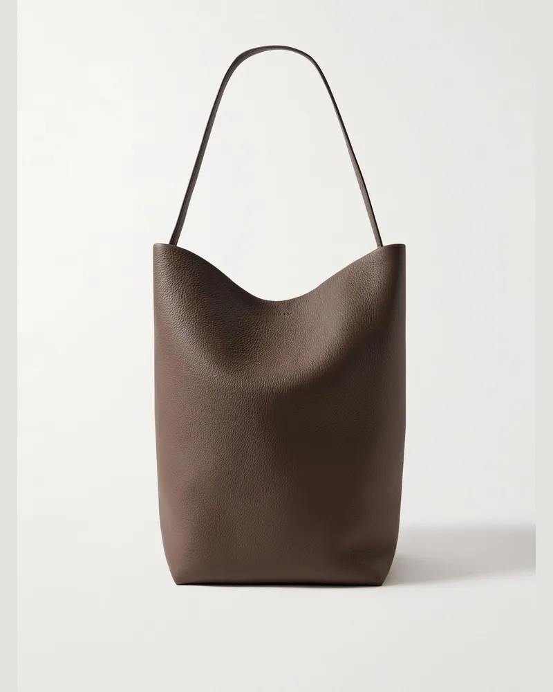 The Row Große Tote aus vollnarbigem Leder Braun