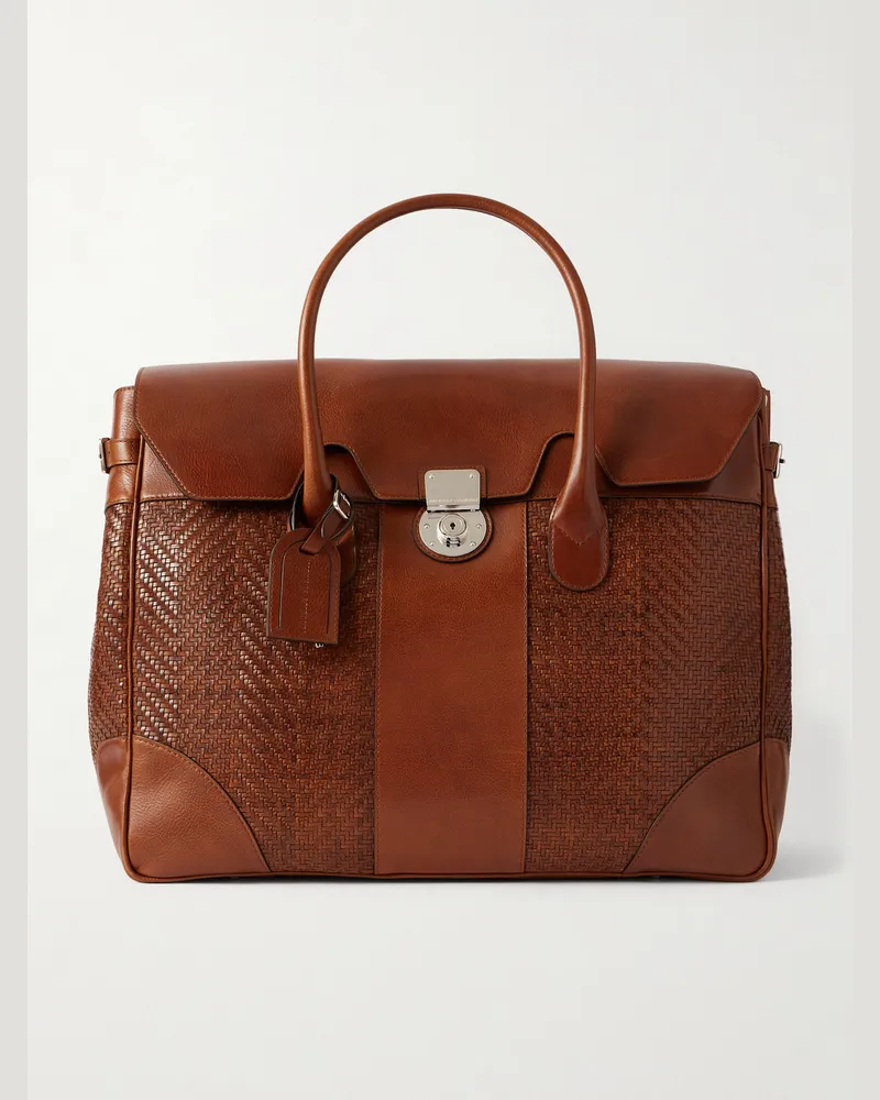 Brunello Cucinelli Weekender aus geflochtenem Leder Braun