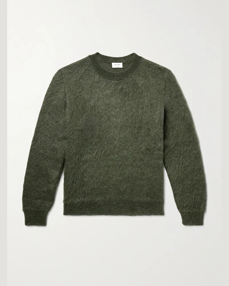 Saint Laurent Slim-Fit Mohair-Blend Sweater Green