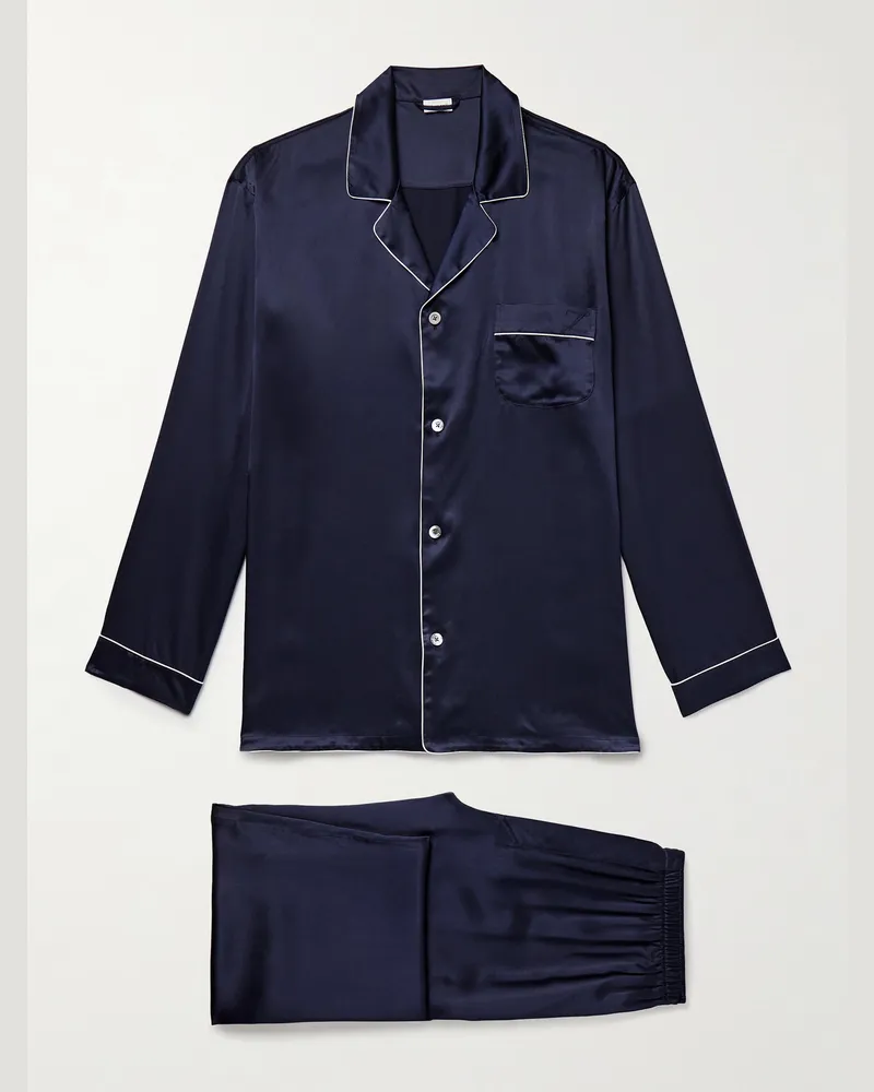 Zimmerli Silk-Satin Pyjama Set Blue