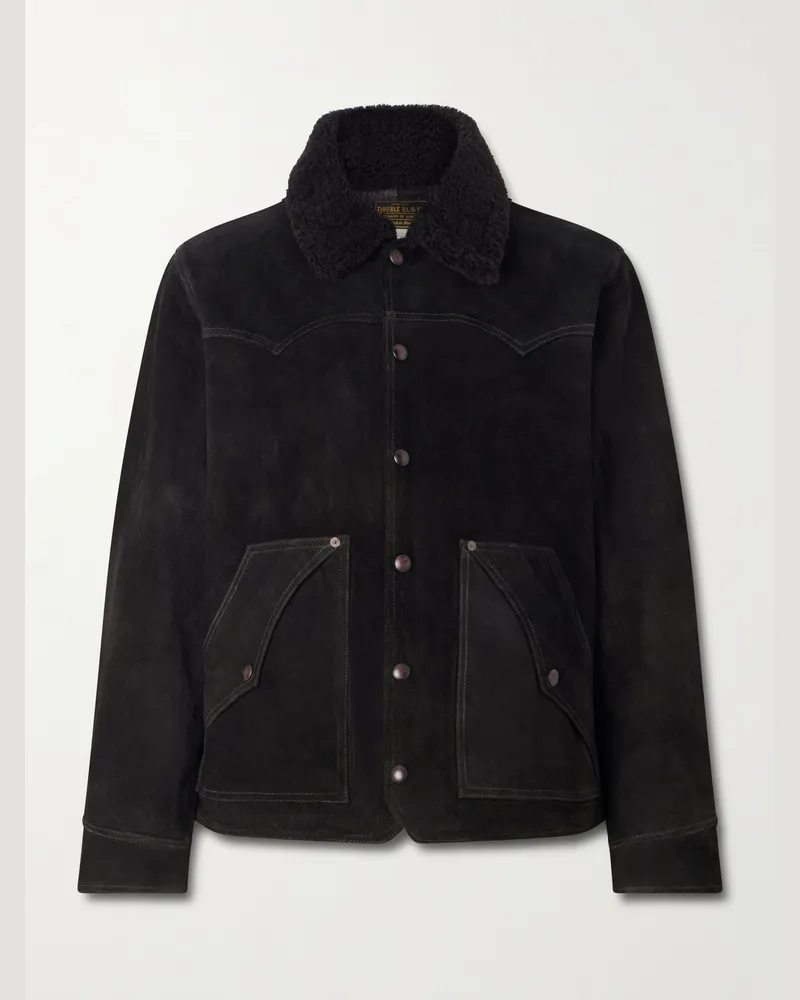 RRL Shearling-Trimmed Suede Jacket Black