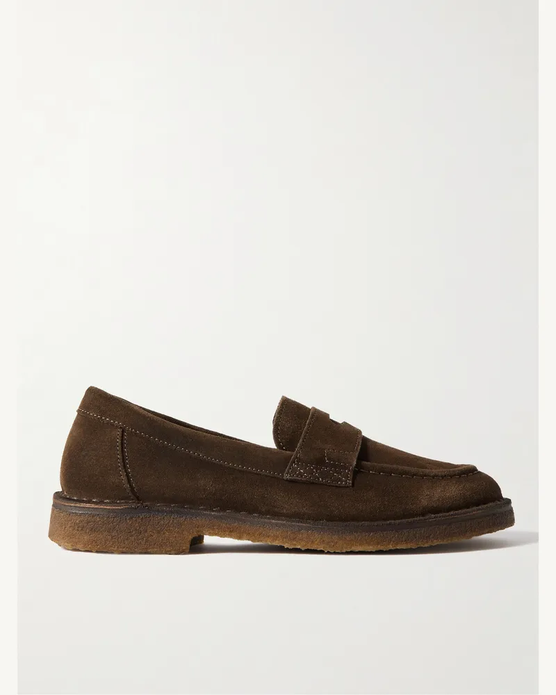 Drake's Canal Pennyloafers aus Veloursleder Braun