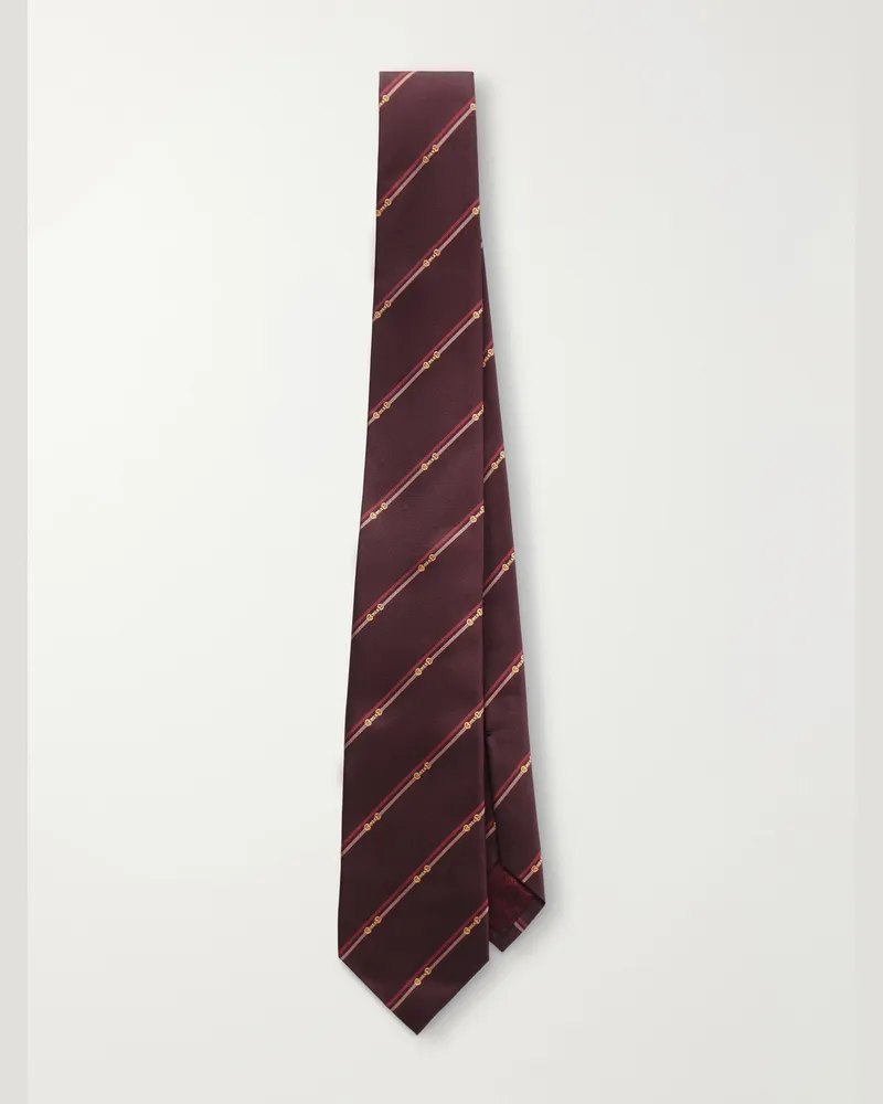 Gucci 7cm Striped Silk-Twill Neck Tie Red