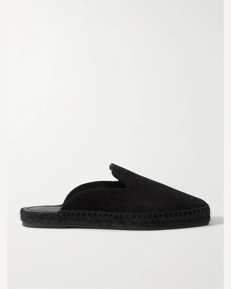 Tom Ford Barnes Espadrilles aus Veloursleder mit offener Fersenpartie Schwarz