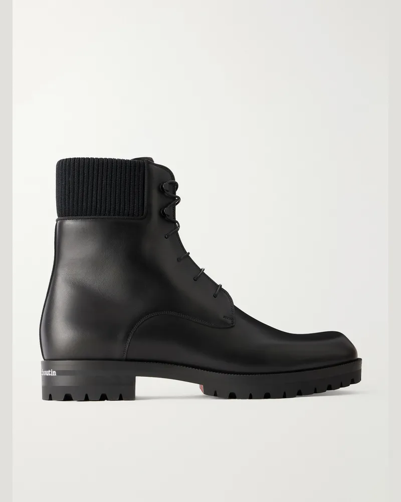 Christian Louboutin Trapman Leather Lace-Up Boots Black