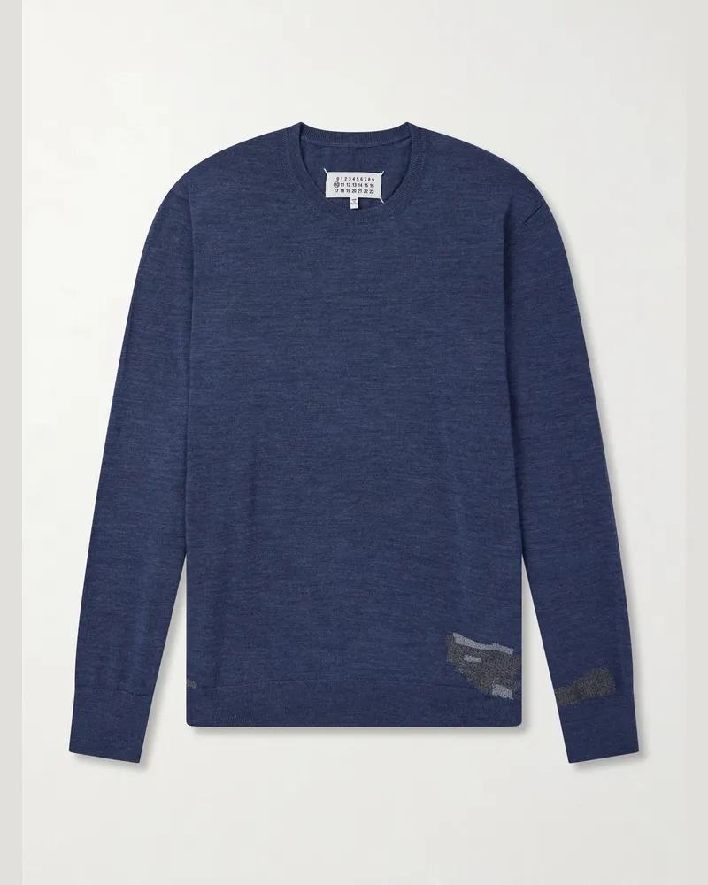Maison Margiela Wool-Blend Mended Sweater Blue
