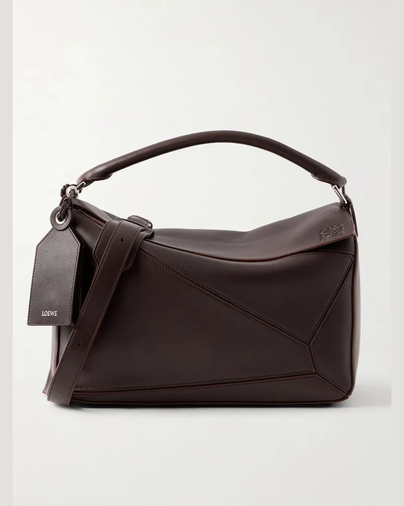 Loewe Puzzle Featherlight Large Leather Messenger Bag Brown