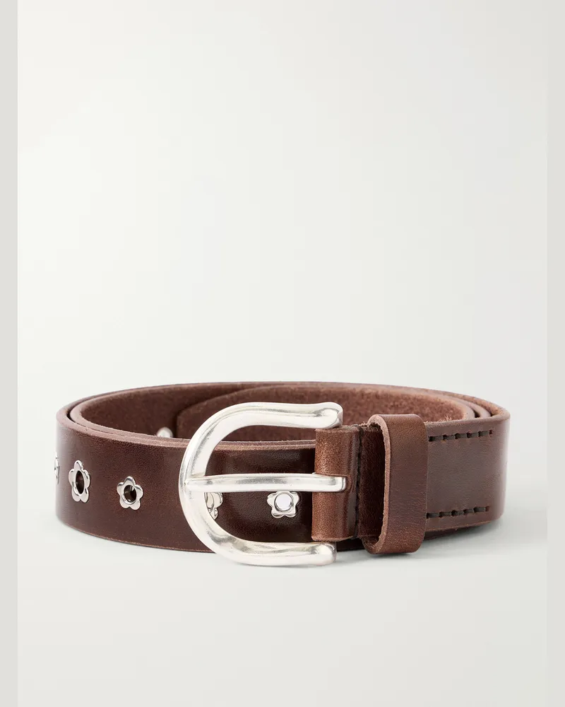Our Legacy 3.5cm Flower Embellished Leather Belt Brown