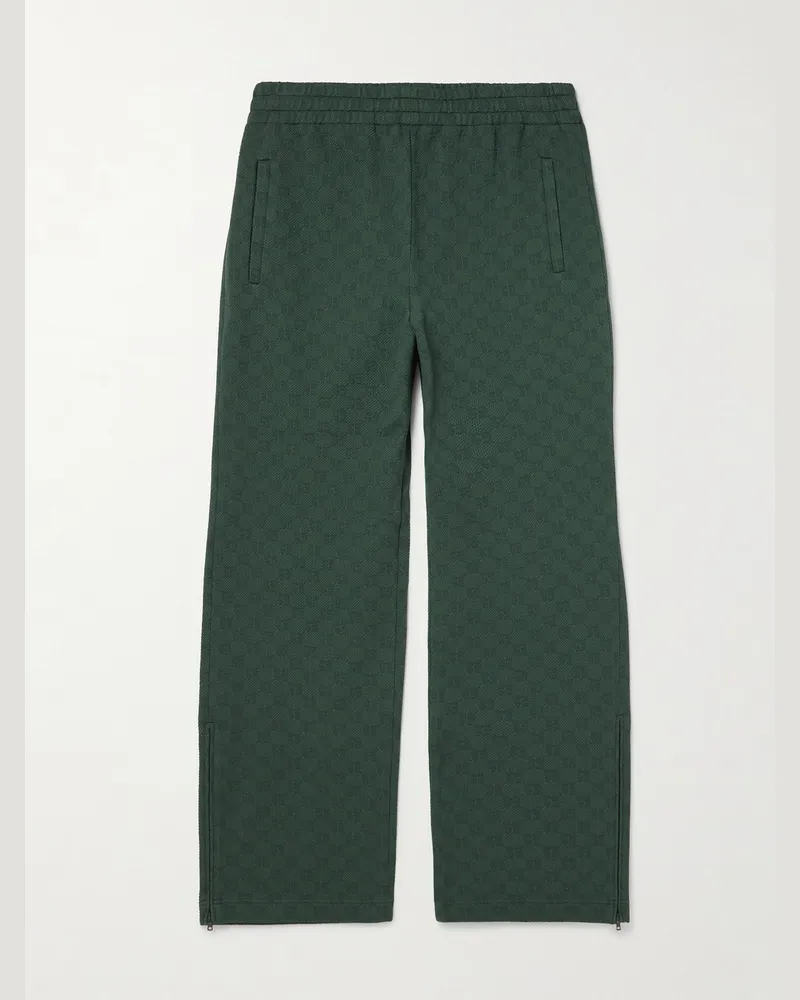 Gucci Straight-Leg Logo-Jacquard Tech-Jersey Sweatpants Green