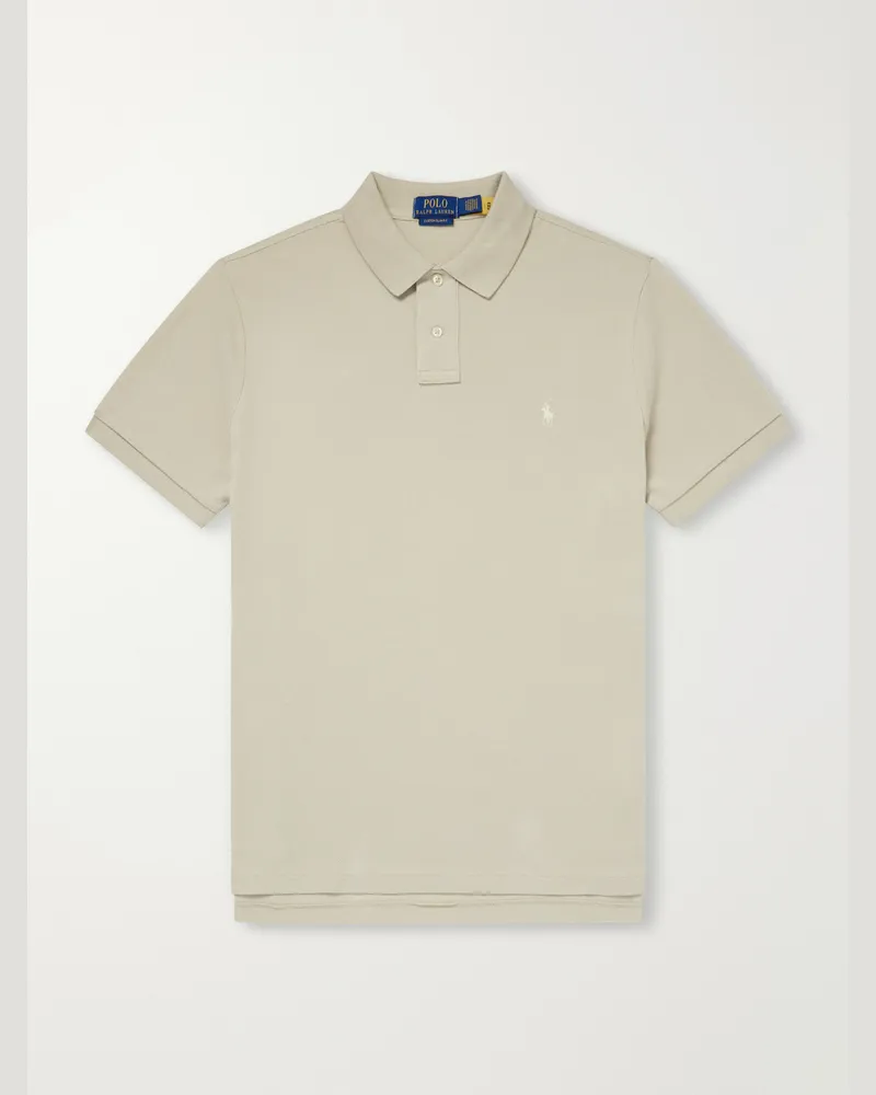 Ralph Lauren Slim-Fit Logo-Embroidered Cotton-Piqué Polo Shirt Neutrals