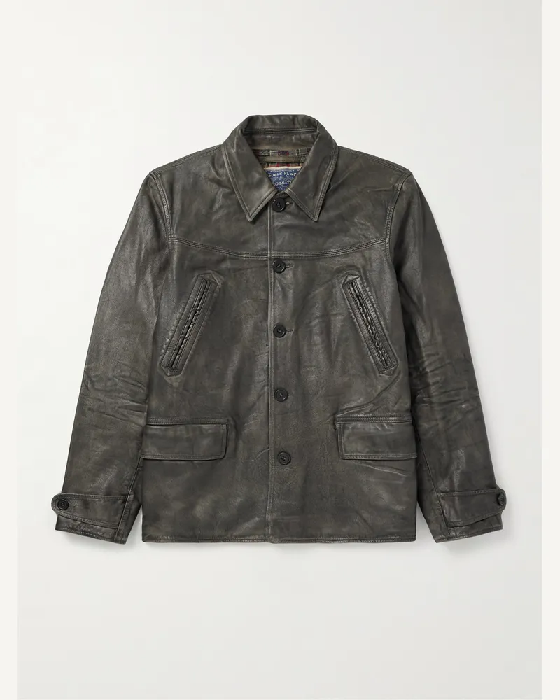 RRL Dorey Mantel aus Leder Schwarz