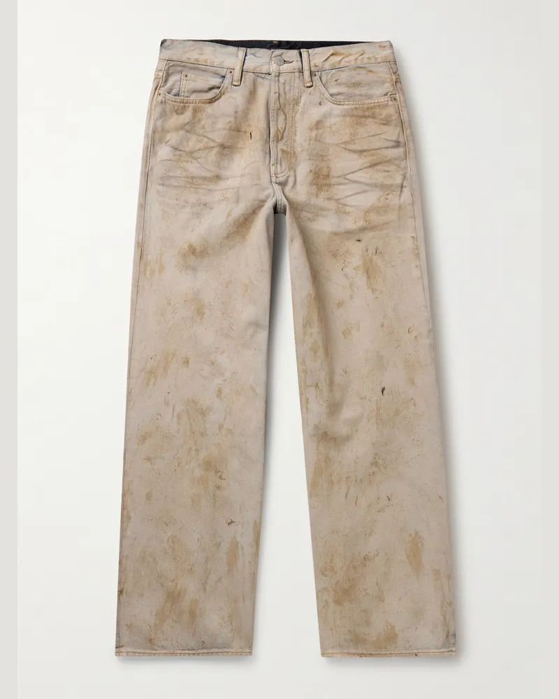 Acne Studios 1981 Wide-Leg Distressed Coated Jeans Neutrals