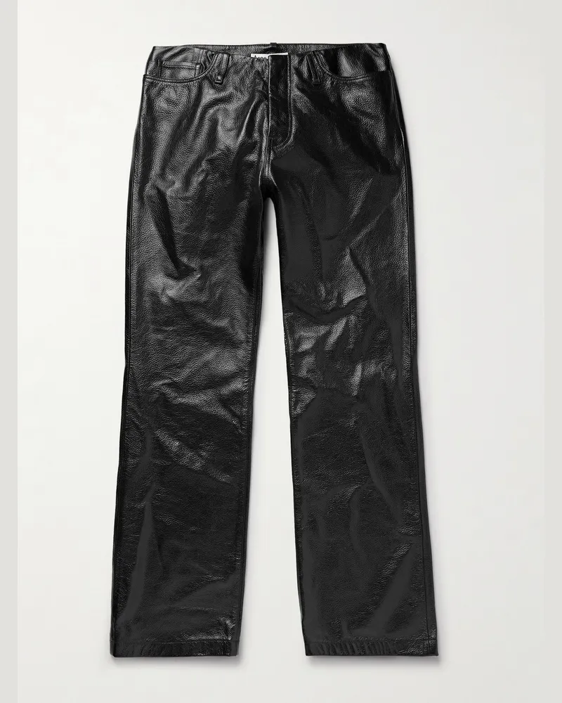 Acne Studios Lolen gerade geschnittene Hose aus vollnarbigem Leder Schwarz