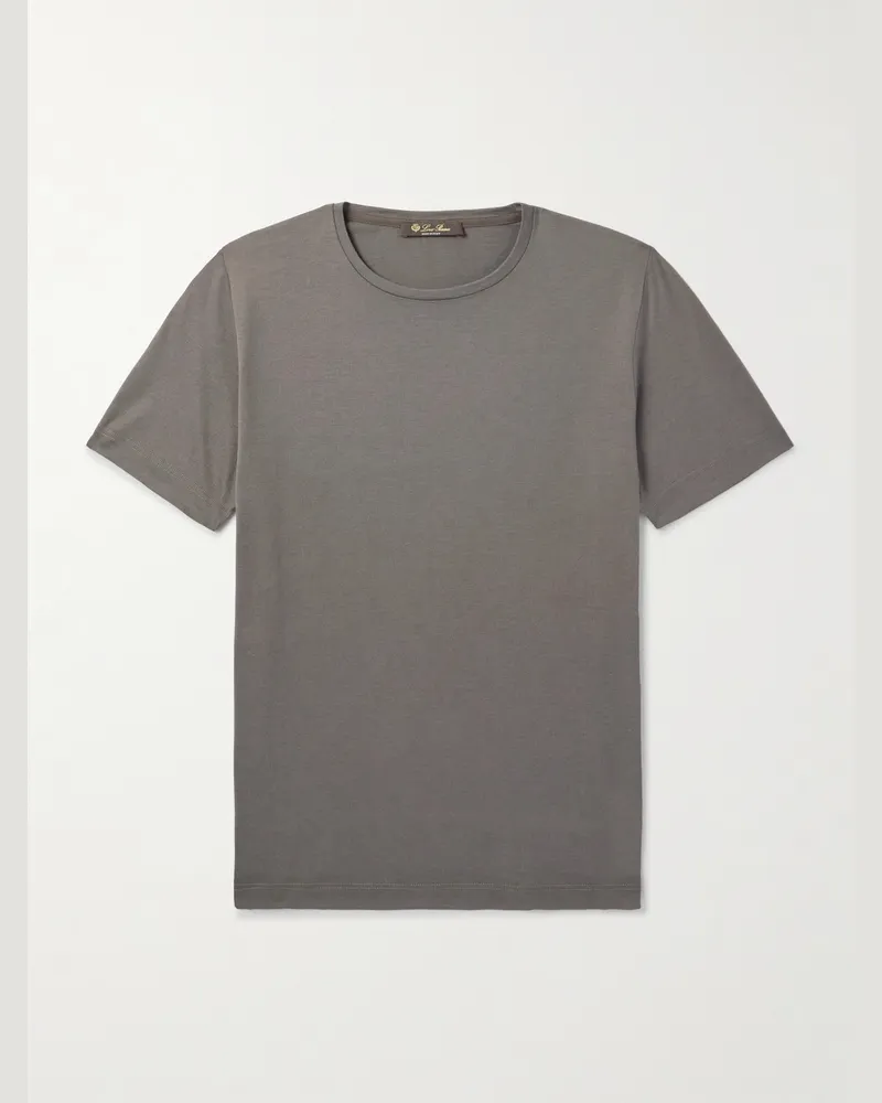 Loro Piana Silk and Cotton-Blend T-Shirt Gray