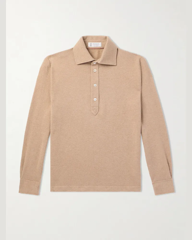 Brunello Cucinelli Pullover aus Kaschmir mit Polokragen Neutral