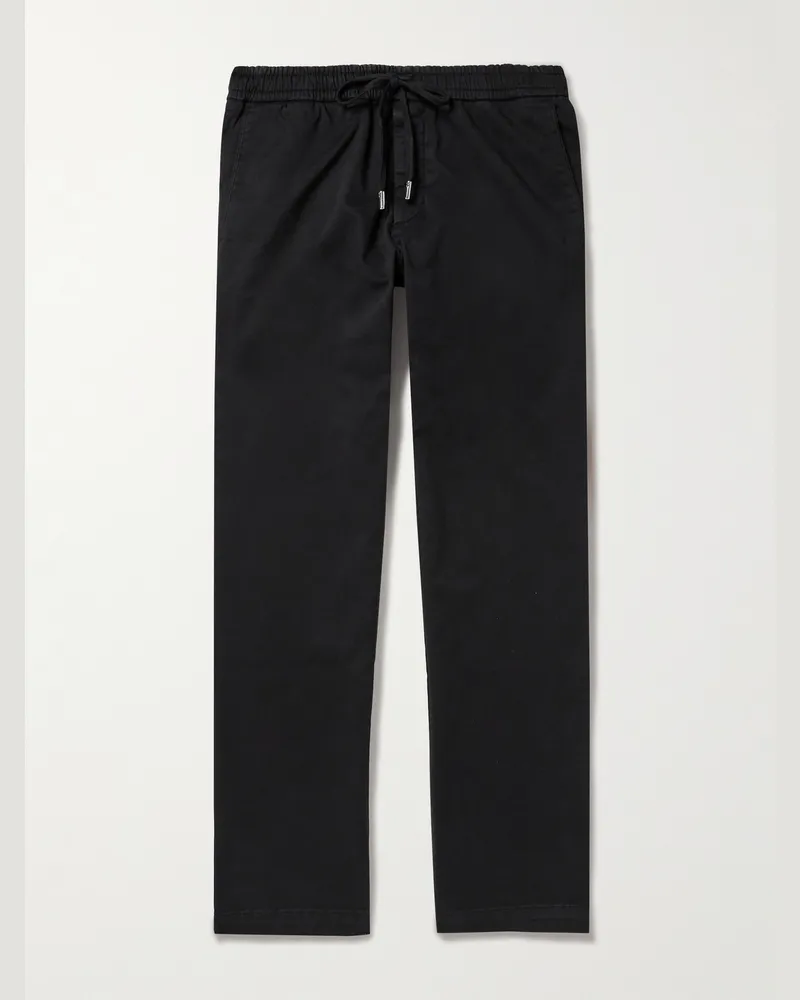 MR P. Straight-Leg Cotton-Blend Twill Drawstring Trousers Black