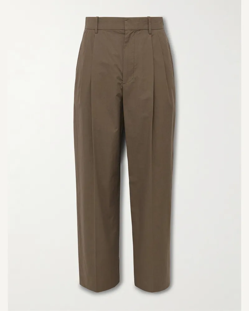 The Row Silas schmal zulaufende Hose aus Baumwolle mit Falten Braun