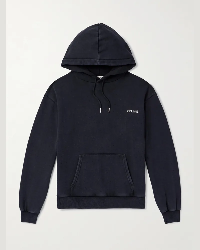 Celine Hoodie aus Baumwoll-Jersey mit Logoprint Schwarz